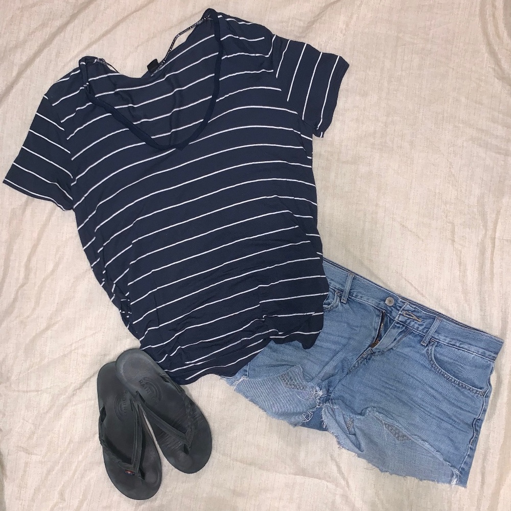 Striped V-neck